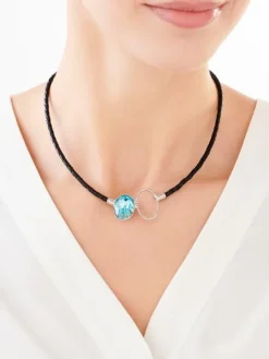 Naszyjnik srebrny ze szkłem - koło