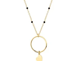 Naszyjnik srebrny ze szkłem - serce, koło