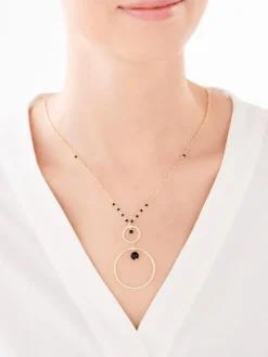 Naszyjnik srebrny ze szkłem - koła