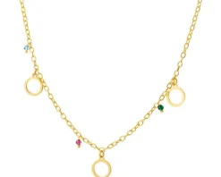 Naszyjnik srebrny ze szkłem - koła