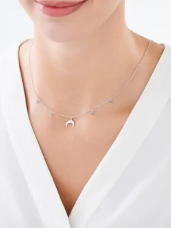 Naszyjnik srebrny ze szkłem - Księżyc