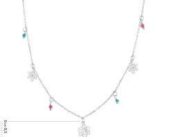 Naszyjnik srebrny ze szlifowanym szkłem - kwiaty