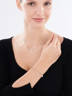 Naszyjnik srebrny ze szlifowanym szkłem - kwiaty