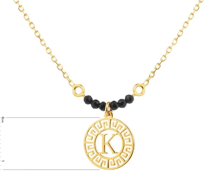 Naszyjnik srebrny ze szlifowanym szkłem - litera K, rozeta