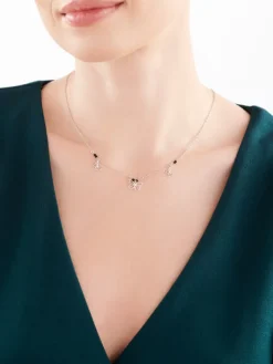 Naszyjnik srebrny ze szlifowanym szkłem - motyle