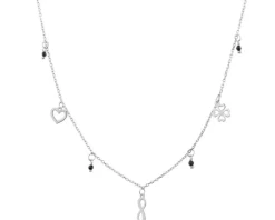 Naszyjnik srebrny ze szlifowanym szkłem - motyl