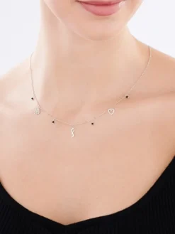 Naszyjnik srebrny ze szlifowanym szkłem - motyl