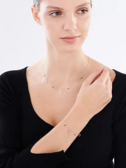 Naszyjnik srebrny ze szlifowanym szkłem - motyl