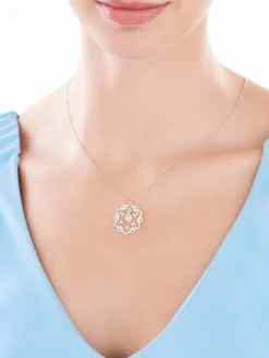 Naszyjnik srebrny ze szlifowanym szkłem - rozeta