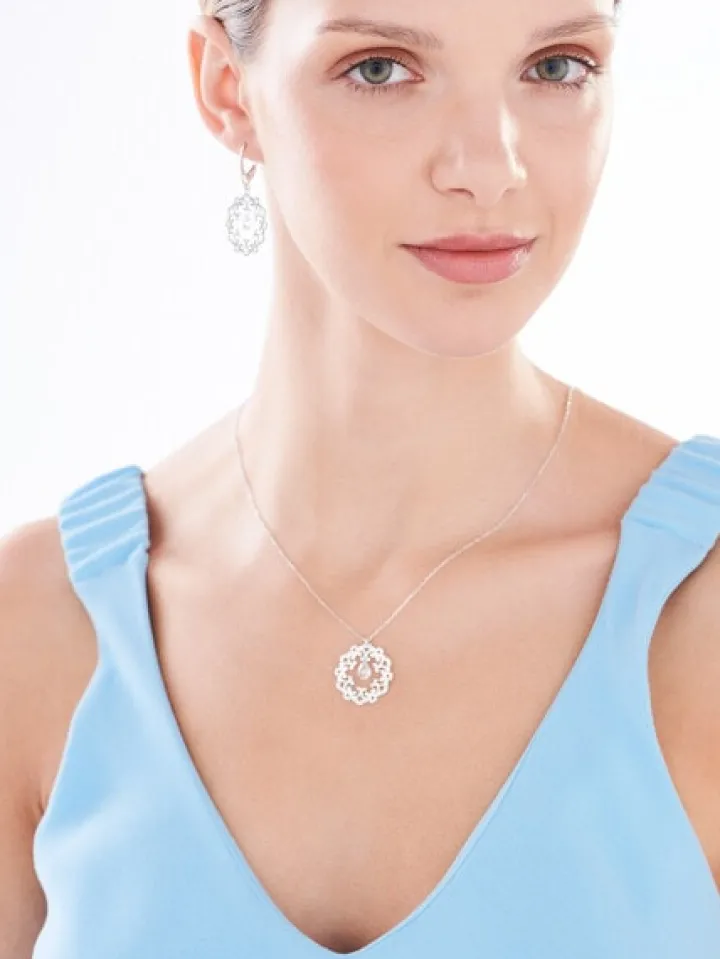 Naszyjnik srebrny ze szlifowanym szkłem - rozeta