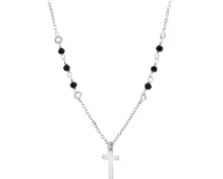Naszyjnik srebrny ze szlifowanym szkłem - krzyż