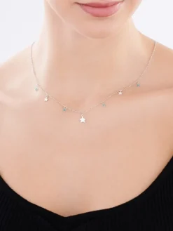 Naszyjnik srebrny ze szlifowanym szkłem - kwiaty