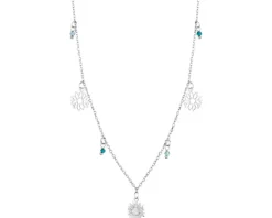 Naszyjnik srebrny ze szlifowanym szkłem - kwiaty