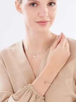 Naszyjnik srebrny ze szlifowanym szkłem - kwiaty