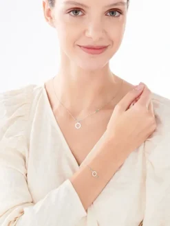 Naszyjnik srebrny ze szlifowanym szkłem - koło