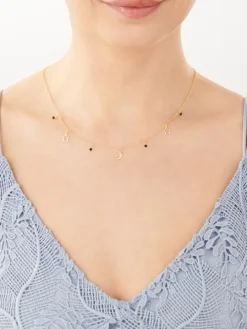 Naszyjnik srebrny ze szlifowanym szkłem - Księżyc, gwiazdy