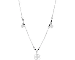 Naszyjnik srebrny ze szlifowanym szkłem - koniczyny