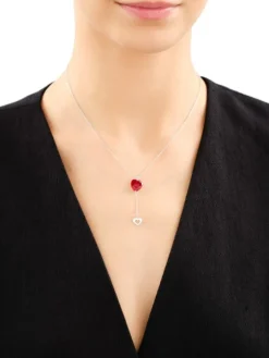 Naszyjnik srebrny ze szlifowanym szkłem - serca