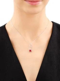 Naszyjnik srebrny ze szlifowanym szkłem - serce, koła