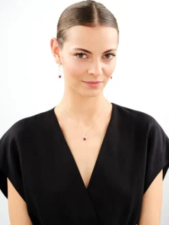 Naszyjnik srebrny ze szlifowanym szkłem - serce, koła