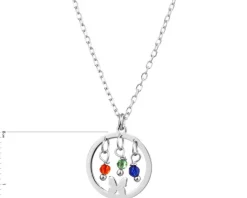 Naszyjnik srebrny ze szlifowanym szkłem - motyl