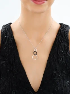 Naszyjnik srebrny ze szlifowanym szkłem - koła