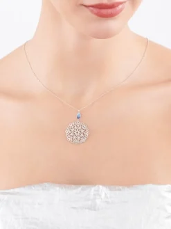 Naszyjnik srebrny ze szlifowanym szkłem - rozeta