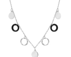 Naszyjnik srebrny ze szlifowanym szkłem - koła