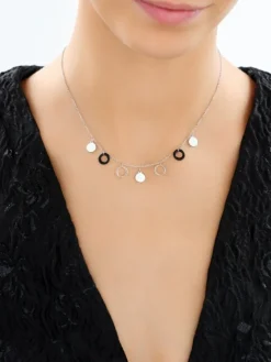 Naszyjnik srebrny ze szlifowanym szkłem - koła