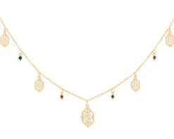 Naszyjnik srebrny ze szlifowanym szkłem - rozety