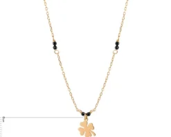 Naszyjnik srebrny ze szlifowanym szkłem - koniczyna