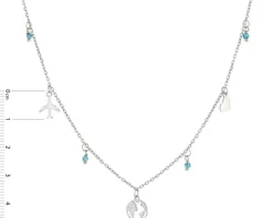 Naszyjnik srebrny ze szlifowanym szkłem - samolot, planeta, serce