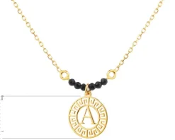 Naszyjnik srebrny ze szlifowanym szkłem - litera A, rozeta