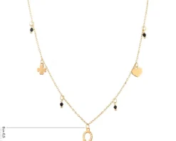 Naszyjnik srebrny ze szlifowanym szkłem - podkowa, koniczyna, serce