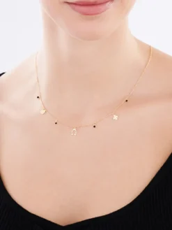 Naszyjnik srebrny ze szlifowanym szkłem - podkowa, koniczyna, serce