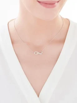 Naszyjnik z białego i różowego złota z diamentami - róża, nieskończoność - 0,06 ct - próba 375