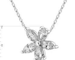 Naszyjnik z białego złota diamentami - kwiat - 0,57 ct - próba 585
