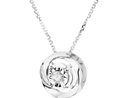 Naszyjnik z białego złota z brylantem - 0,05 ct - próba 585