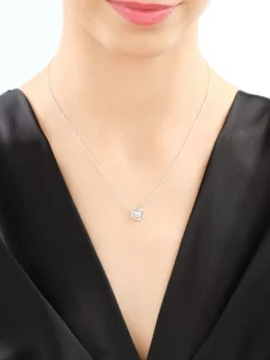 Naszyjnik z białego złota z brylantem - 0,05 ct - próba 585