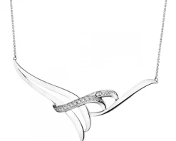 Naszyjnik z białego złota z brylantami - 0,15 ct - próba 585