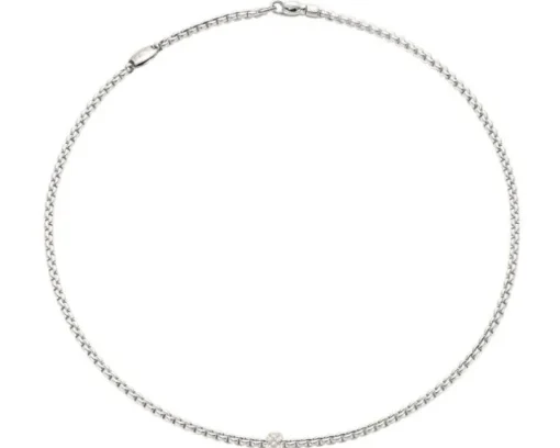 Naszyjnik z białego złota z brylantami - 0,19 ct - próba 750