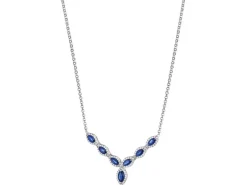 Naszyjnik z białego złota z brylantami i szafirami - próba 585