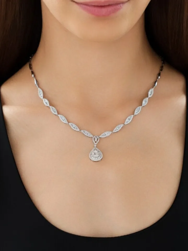 Naszyjnik z białego złota z diamentami - 2,49 ct - próba 750