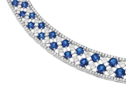 Naszyjnik z białego złota z brylantami i szafirami - próba 585