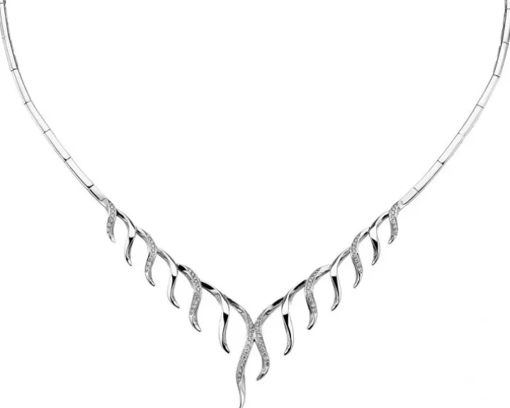 Naszyjnik z białego złota z brylantami - 0,48 ct - próba 585