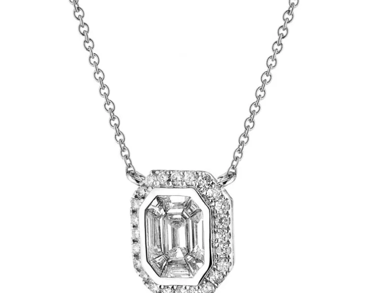 Naszyjnik z białego złota z diamentami - 0,50 ct - próba 750