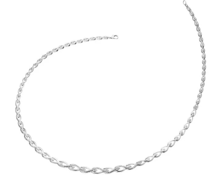 Naszyjnik z białego złota z diamentami - 0,10 ct - próba 585