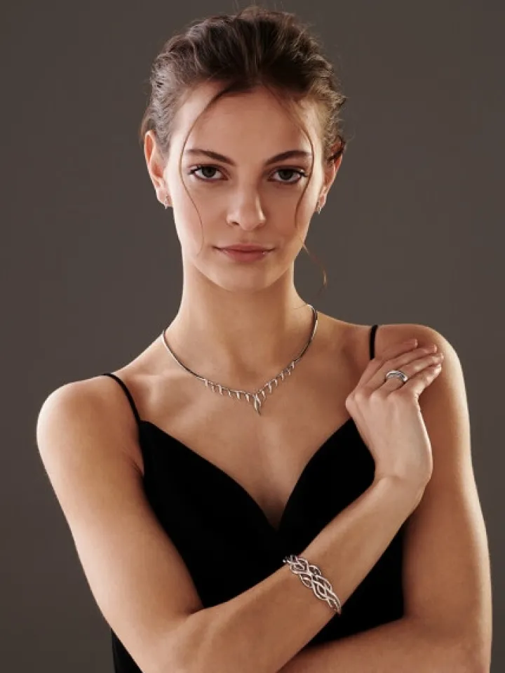 Naszyjnik z białego złota z brylantami - 0,27 ct - próba 585