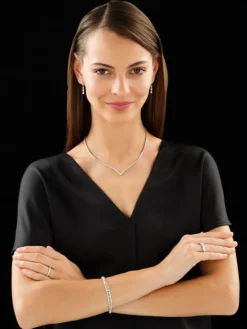 Naszyjnik z białego złota z brylantami - 44 cm - 3,40 ct - próba 750