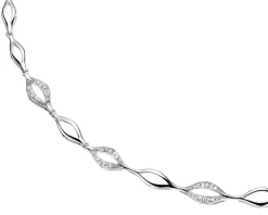 Naszyjnik z białego złota z diamentami - 45 cm, - 0,10 ct - próba 750